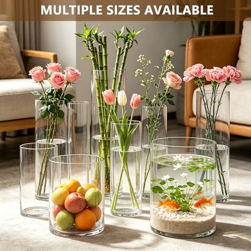 Florero cilíndrico de diseño minimalista con acabado cristal premium 7