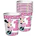 Party City 1st Birthday Minnie Mouse Deluxe Party Supplies for 32 Guests, Includes High Chair Decorating Supplies, Candle and More