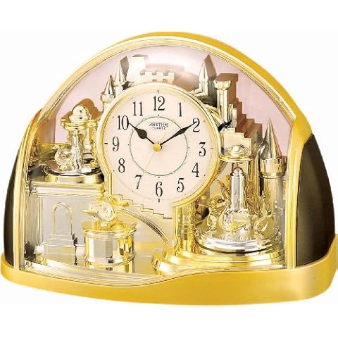 Half Moon Arched Gilt Design RHYTHM Twin Pendulum Mantel Clock Cover