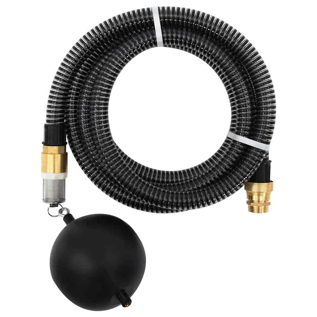 Manguera de aspiración con conectores de latón, color negro, 1,1 pulgadas, 7 m, PVC, manguera de agua flexible para bombas de jardín, riego y limpieza con flotador y colador, sin dobleces