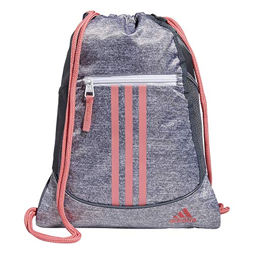 Image of adidas Alliance Ii Sackpack, Grey Jersey /Pink Hazy Rose /White, One Size