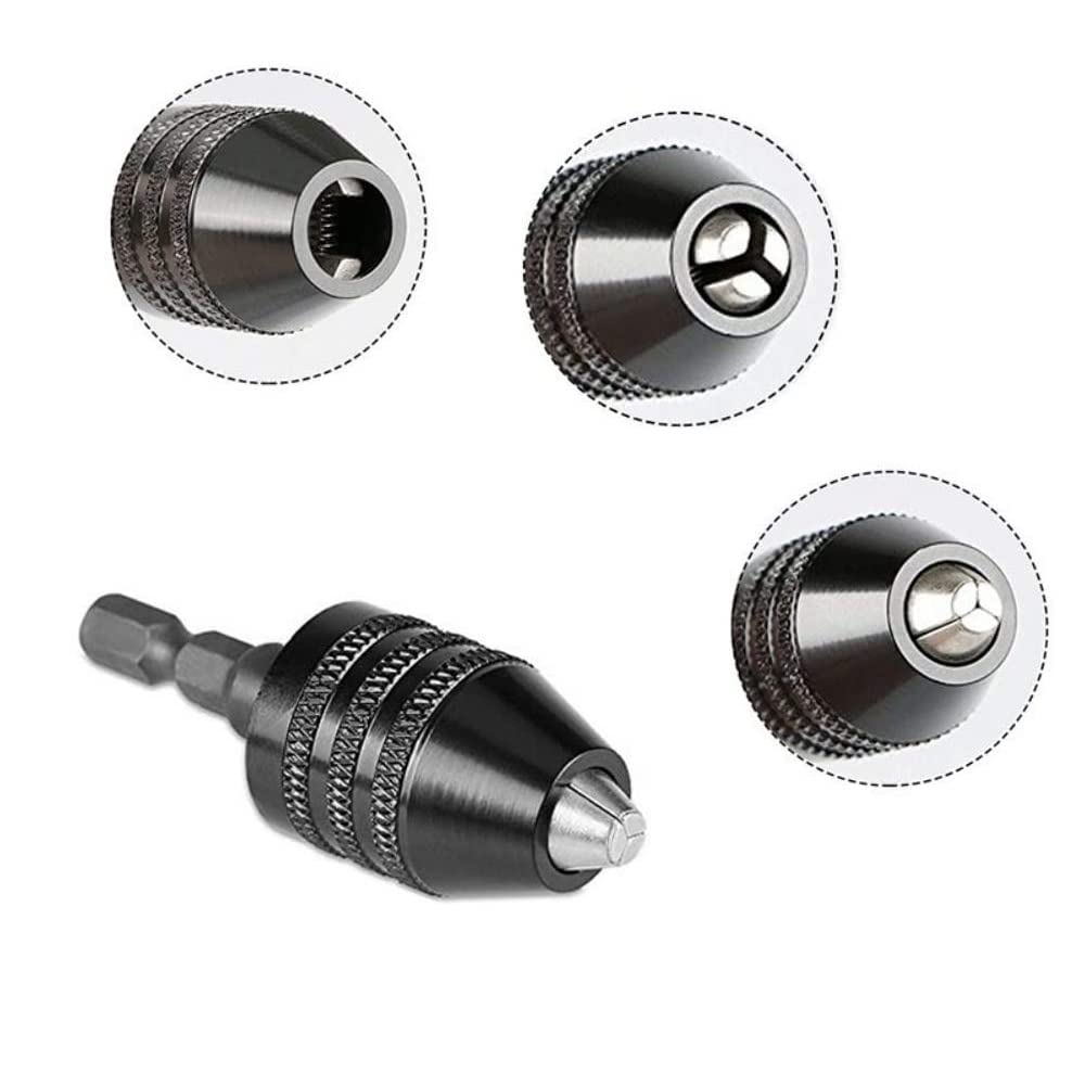 2 Pezzi Mandrino A Sgancio Rapido Keyless Per Trapano | Adattatore Esagonale 1/4'' | 0.3-6.5mm - Foto 5