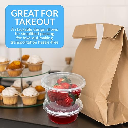 Image of Reli. Round Deli Containers With Lids 8oz & 16oz | 100 Sets | Clear