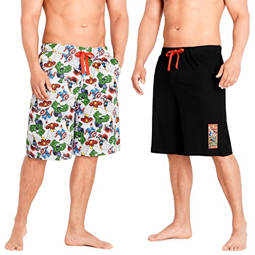 Marvel Men Shorts Pack of 2 Mens Joggers Pyjama Bottoms