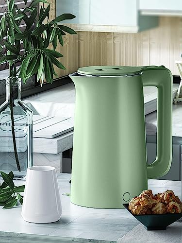 Hervidor de Agua silencioso para Cocina, Calentador de Agua para té, café, Leche para bebés y rápido, 1500 W, Blanco (Verde)