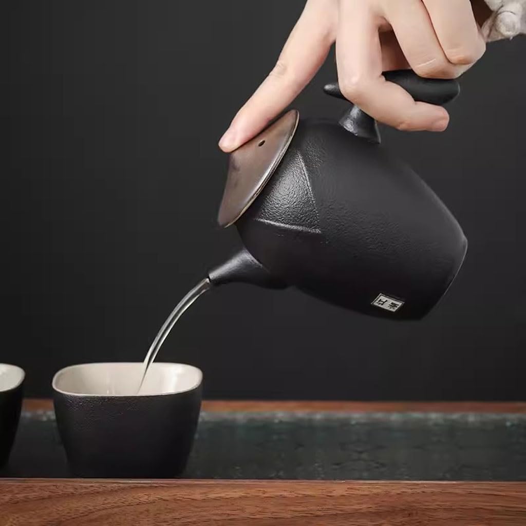 Tetera de cerámica creativa Retro negra con filtro para el hogar, pequeña oficina, juego de té de Kung Fu, tetera individual