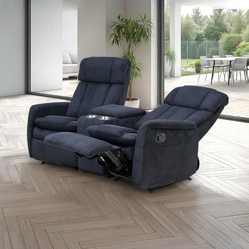 Raburg Kinosessel, 2er-Fernsehsessel mit Relaxfunktion & Liegefunktion, mechanisch, für 2 Personen, Taschenfederkern-Polsterung, Belastbarkeit je Sitzplatz 150 kg, Maxx, Cord-Mikrofaser|Nachtblau – Bild 3