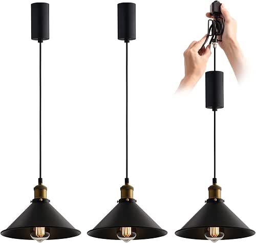 mirrea H-Type Matte Black Track Lighting Pendant with E26 Socket,