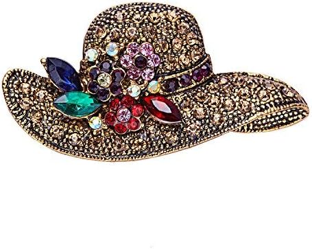 RINHOO Crystal Pearl Initial Brooch Gold Plated Enamel Colorful Letter Alphabet Breastpin Pin Jewelry for GIFTS (Hat-1)