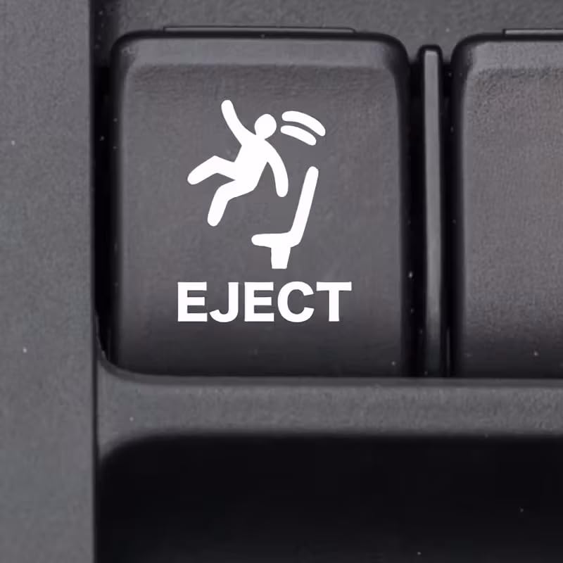 2pcs/Set Eject Button Stickers for Empty Car Buttons, Humorous Car Accessories for Men, Video Game Decals for Vehicles, White image 2