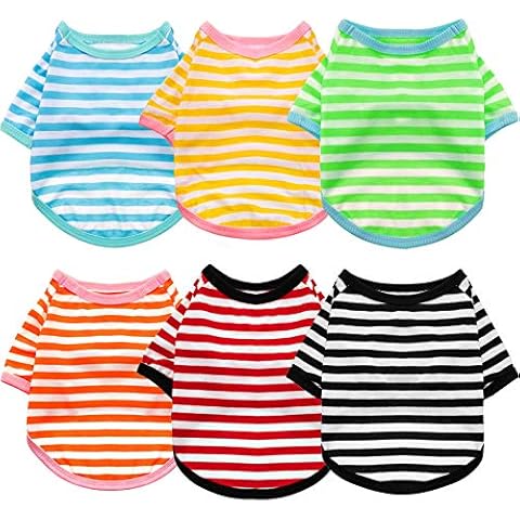 Geyoga 6 Pieces Cotton Dog Striped T-Shirt Cover