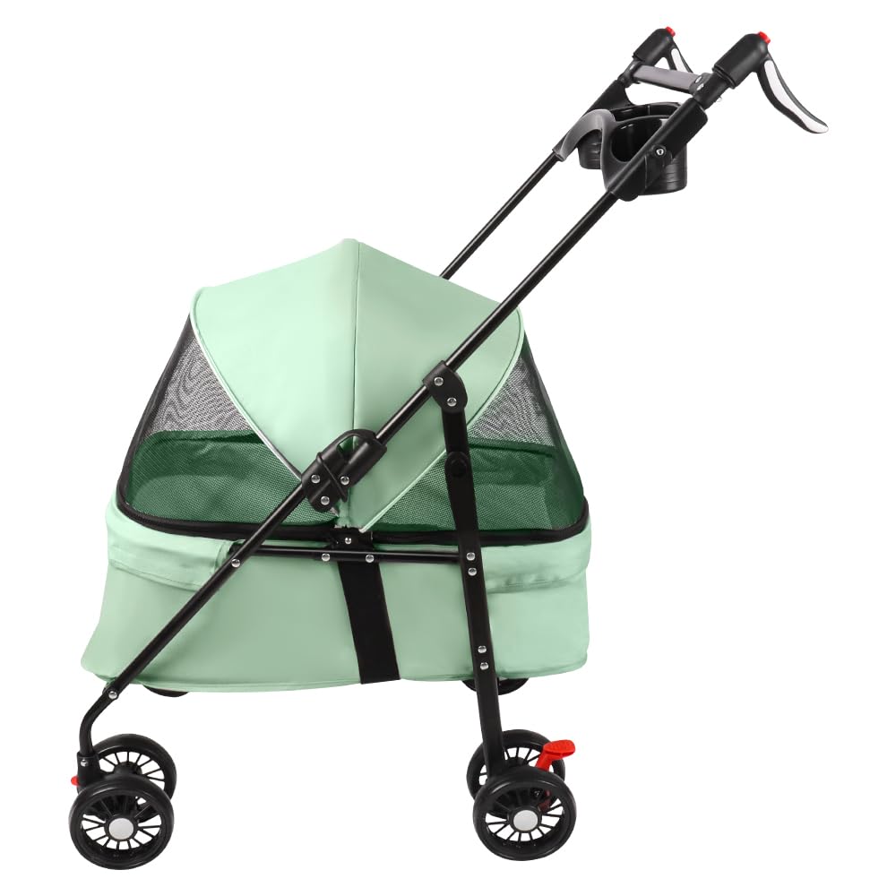 Buggy plegable para mascotas 3 en 1 - Capacidad de carga hasta 20 kg - de acero y EVA - con bolsa de transporte desmontable - Buggy carrito para animales pequeños hasta 20 kg - 50 x 70 x 95 cm (Verde