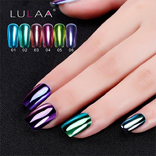 Hot Nail Art! AMA(TM) Mirror Effect Nail Polish Plating Silver Paste Metal Multi-color Mirror Base Coat Nails Art Varnish Manicure (Purple)