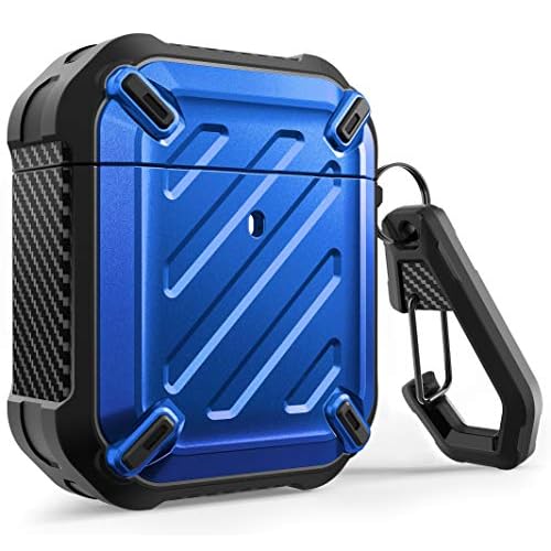 SUPCASE Unicorn Beetle Pro Series Case Designed for Airpods 1 & 2, Full-Body Rugged Protective Case with Carabiner for Apple Airpods 1st & 2nd (Blue)