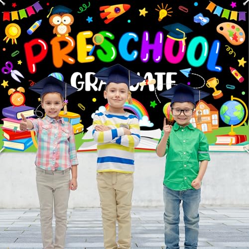 Banner de graduación preescolar 6x3.6ft negro miniatura 7