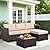 Rattan Star Patio Furniture Set 3 Piece Outdoor Sectional Sofa Set with Wicker Couch, Ottoman, Patio Table All-Weather Non-Slip Cushions and Waterproof Covers, Khaki