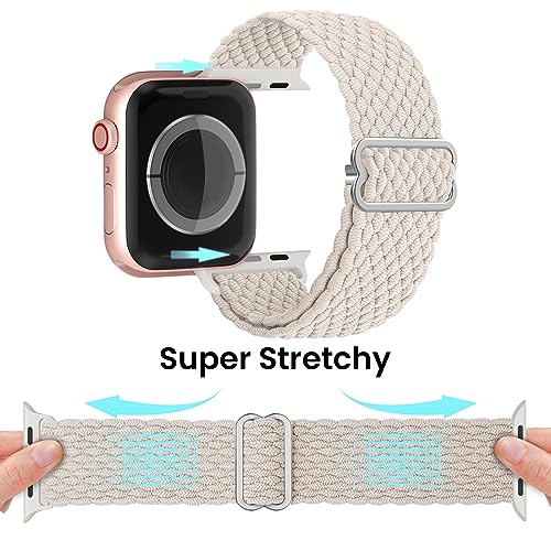 Image of Delidigi Stretchy Bands Compatible for Apple Watch Band Women 40mm 38mm 41mm 42mm 44mm 45mm 46mm 49mm, Nylon Braided Straps for iWatch Series 11 10 9 8 7 6 SE 5 4 3 Ultra 3 2 1