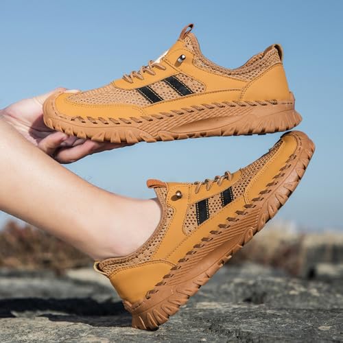 Zenfaze Orthopedic Shoes for Men, Zenfaze Slip On Hiking Shoes, Arch Support Breathable Mesh Elastic Laces Non Slip Outdoor Sneakers3