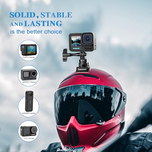 Image of Forevercam 360Rotate Aluminum Helmet Mount for Gopro Hero 13 12 11 10 9 8 DJI Osmo Insta360 AKASO and Other Action Camera Quick Release Buckle Clip Basic Base Mount