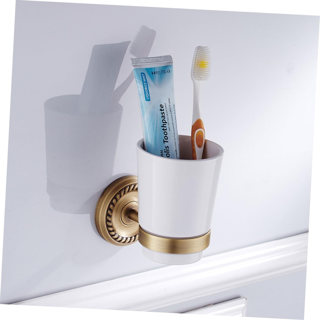 Cabilock Vaso De Enjuague Bucal De Pared De para Baño Portacepillos De Dientes Ventosa para Cepillos y Pasta De Dientes Accesorios De Baño para Uso Diario