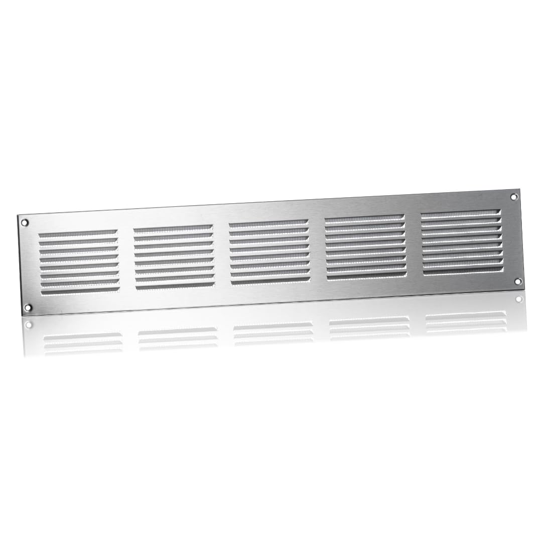 Europlast Stainless Steel 500X100mm / 20X4" Inch Metal Air Vent Grille Cover With Insect Mesh - Ventilation Cover
