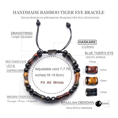 Pulsera para hombre con cristales de ojo de tigre natural miniatura 6
