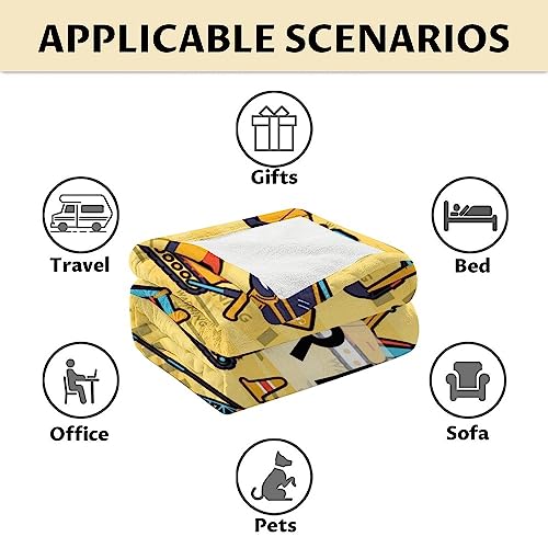 Personalized Construction Truck Blanket Gifts with Name - 50x60 Inches Funny Throw Blanket for Boys & Kids - Yellow Soft Fuzzy Excavator Blankets for Bed, Couch & Living Room