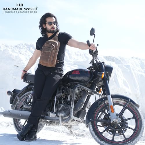 Handmade World Genuine Leather Sling Chest Crossbody Bag Backpack Small 'The RoamRush' Buffalo Hunter Leather Shoulder Travel Daypack3