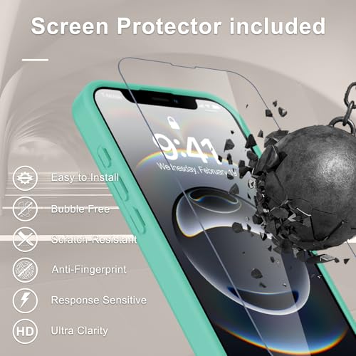 Image of YENAPOON for iPhone 17e Case, iPhone 16e Case, Matte Magnetic Phone Cover [with 1 Screen Protector] [Support for MagSafe] [Shockproof Military Grade Protection] Translucent Frosted Back, Teal