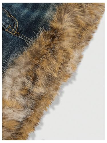 MakeMeChic Women's Mini Denim Skirt Fuzzy Zip Up Y2K Bodycon Jean Skirt with Pocket4