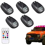 Luces solares de cabina, 5 luces solares de cabina con control remoto, lámpara de techo LED de 8 colores y múltiples modos para automóvil, visibilidad nocturna mejorada, decoraciones de día