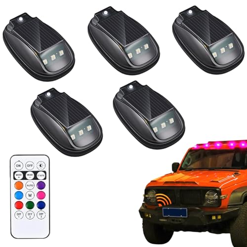 Lampe toit LED pour voiture 8 couleurs à modes multiples et solaire