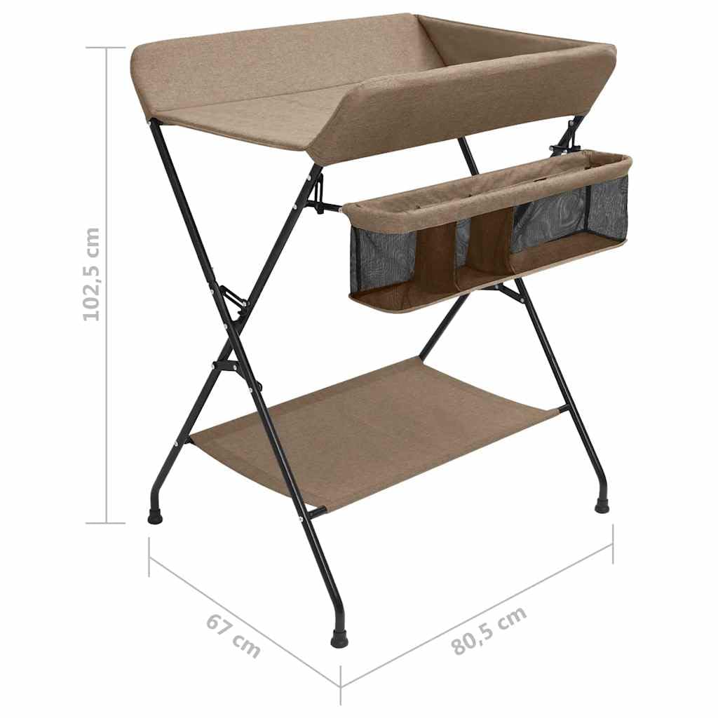 vidaXL Mesa Cambiadora Cambiar Pañales Bandeja Cambiador Bebés Niños Infantil Primera Infancia Cuarto de Baño Plegable Hierro Gris Taupe