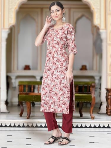 Image of Tee Projekt Versatile Crepe Kurti & Pant Set for Women Printed Kurta Set