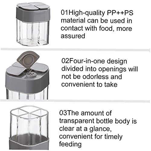 Spice container, 2 stks 4 rasters kruiden shaker, keuken picknicks BBQ restaurant reizen zout doos voor salade steak… - Image 6