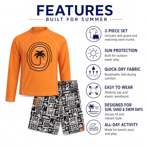 Image of Body Glove Boys Swim Set - 2 Piece Boys Swim Trunks with Rash Guard UV Protection Swimsuit Kids Bathing Suits (Sizes 4-12)