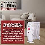Belaco 800W Mini Oil Filled Radiator, 7 Fin Portable Electric Heater with Adjustable Thermostat, Quiet Energy Efficient Room Heater - Image 6
