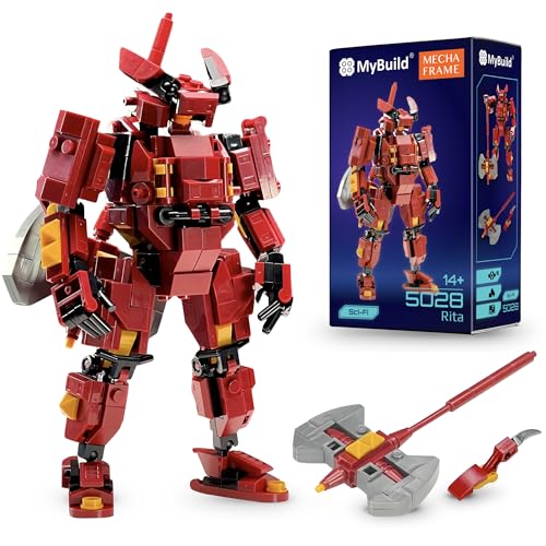 MyBuild Sci-Fi Rita 5028 – Red Armor Mech with Battle Axe | Collectible Robot Building Set | Ages 14+