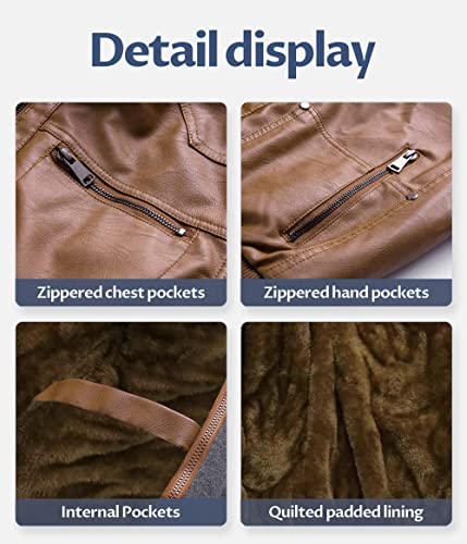 Image of Boy's Faux Leather Jacket Windproof Warm Winter Coat Kids Bomber Outerwear Waterproof PU Motorcycle Jacket