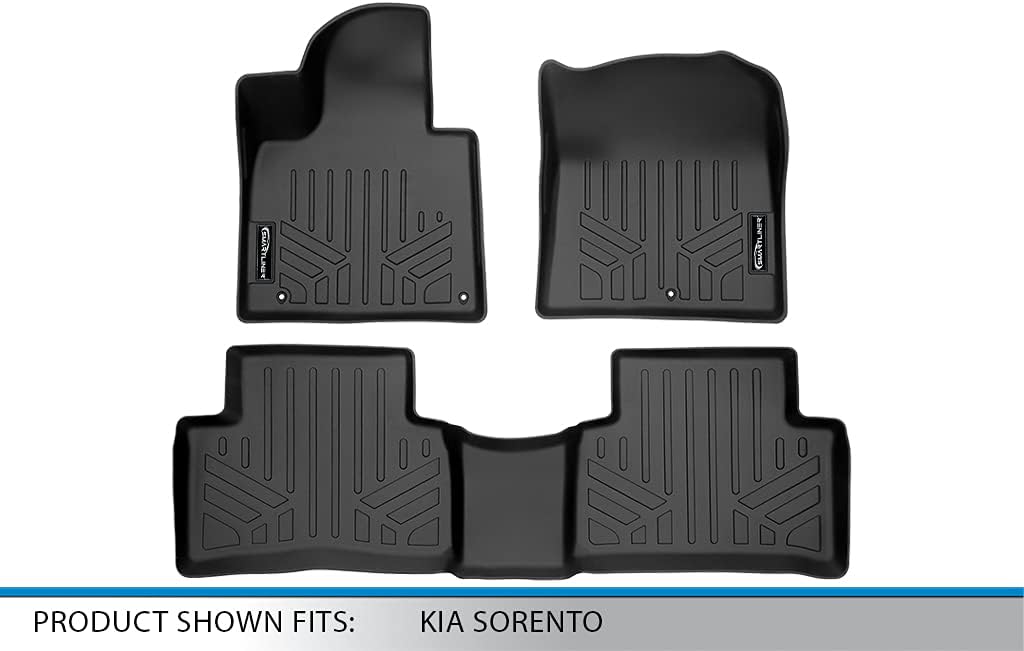 Crazy Clearance SMARTLINER All Weather Custom Fit 2 Row Black Floor Mat Liner Set Compatible with 2021-2023 Kia Sorento (Only with 2nd Row Bench Seat)