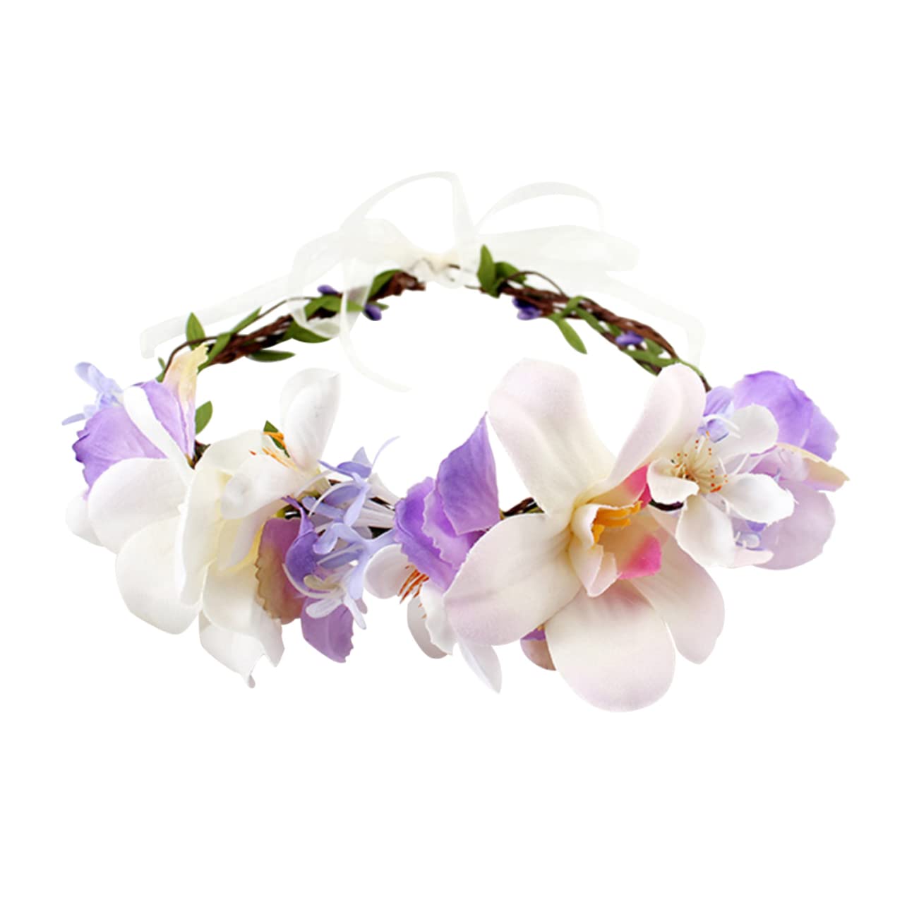 10 Corone Floreali In Carta E Stoffa | Fascia Per Capelli Fiori Colorati, Per Matrimoni E Feste, Diametro 18,5 Cm