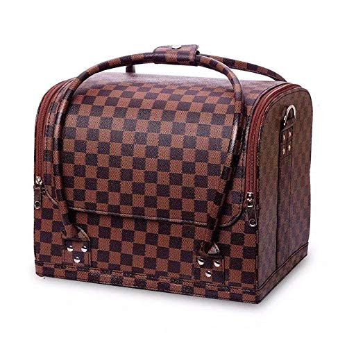 SIBY Leather Big Size Makeup Vanity Box Beauty Trolley Makeup Kit Storage Case(1Pc, Brown)