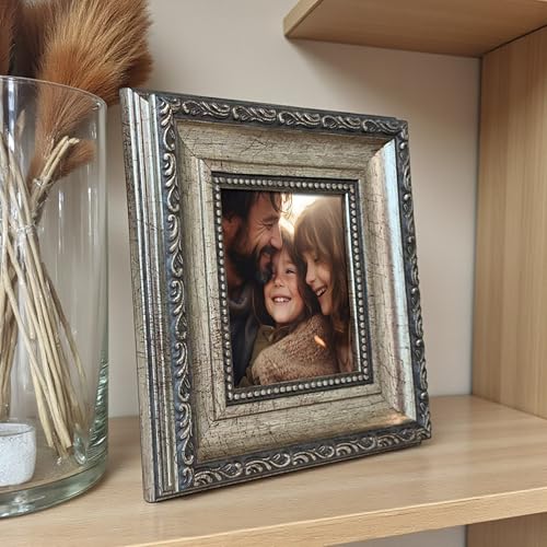 Image of Art Street Elegant Vintage Table Photo Frame for Tabletop With Back Stand, 5x5 Inch Photo, Decorative Frames Perfect for Home Decor, Unique Gift Idea, Durable, Birthday, Wedding, Return Gift (Gold)