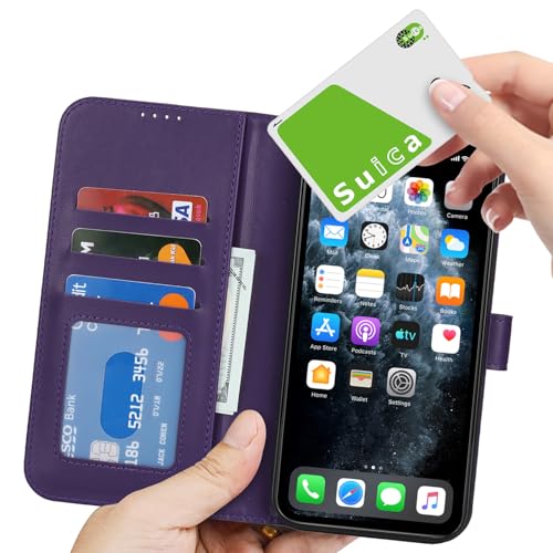 Image of for iPhone 11 Pro Max Case Wallet with Card Holder,for iPhone 11 Pro Max Wallet Case for Women Men,PU Leather Shockproof Magnetic Buckle Stand Flip Phone Case-Purple