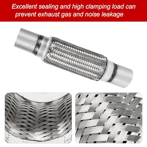 Exhaust Flex Pipe,2.25’’ x 10’’/14’’ Heavy Duty Exhaust Flex Pipe Stainless Steel,Universal Double Braid Exhaust Flex Tube For Cars,1pack