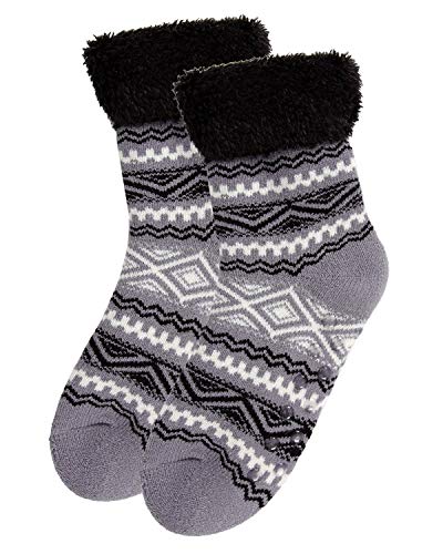 MeMoi Women's Aztec Fair Isle Plush Cabin Socks4