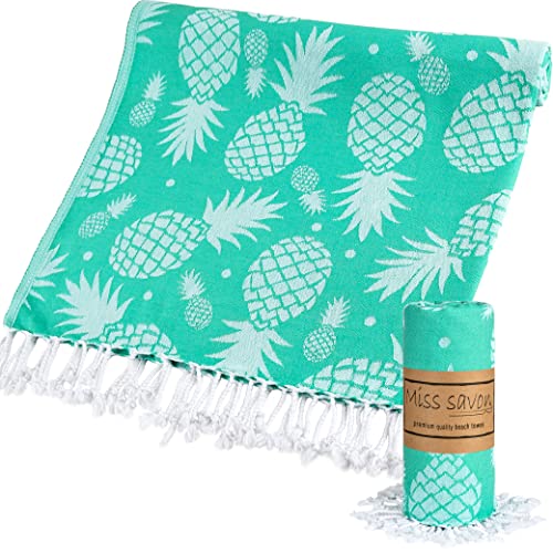 Miss Savon Bastuhandduk – ananas bastuhandduk bomull | 100 x 180 cm | strandhandduk handdukar stor filt XXL för sport fitness bastu yoga matta...