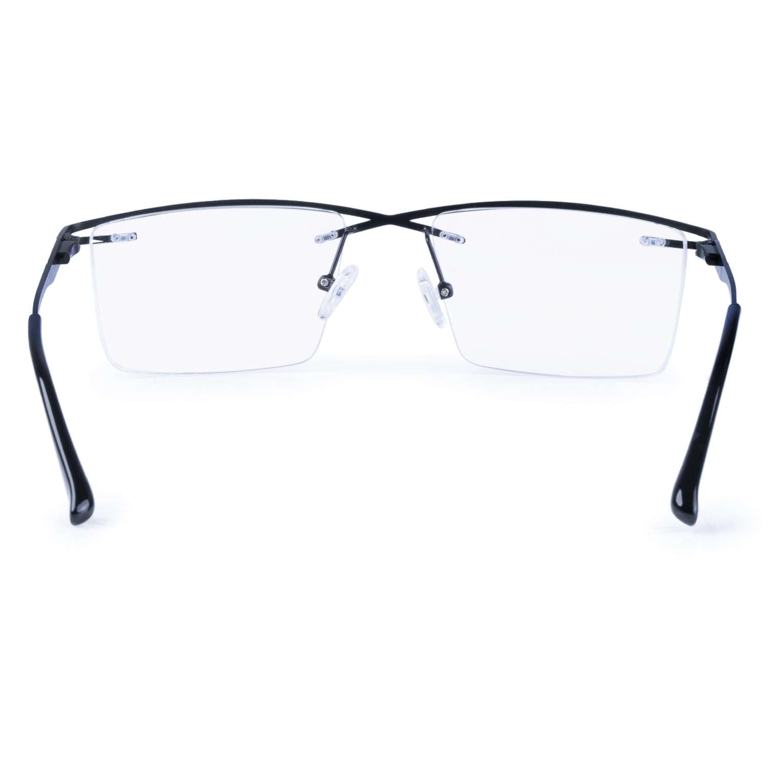 Rimless Rectangle Frame For Men & Women (Black) (BLACK) - Image 6 thumbnail