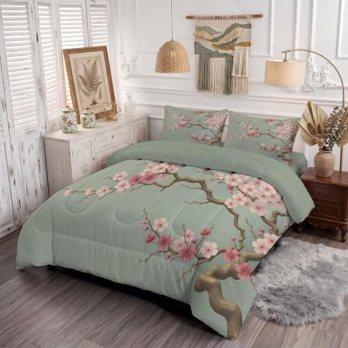 Edredón de verano de estilo floral chino 140x200cm con acabado premium suave verde claro 3
