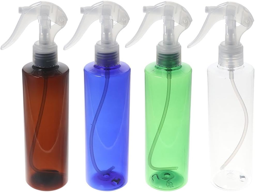 4Pcs Empty Spray Bottles, 250ml Plastic Spray Bottle, 7oz Leak-Proof Travel Bottles, Multi Purpose Colorful Refillable Container